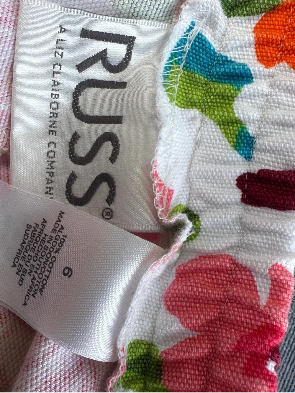 RUSS Pants Women's Size 6 White Floral Print Cropped Capri Y2K vintage
